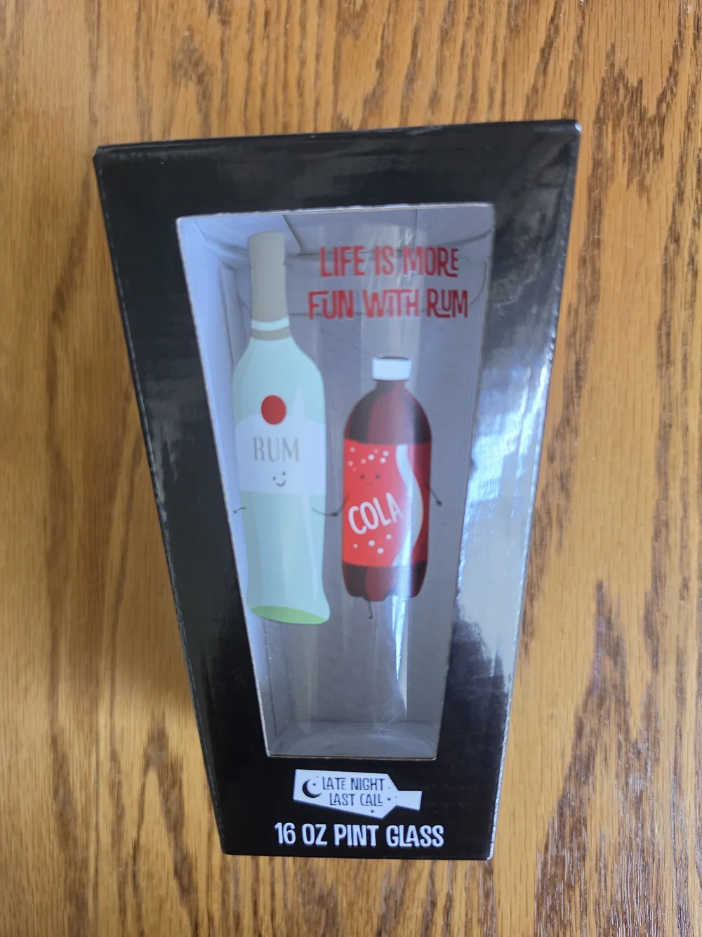 16 oz Pint Glass with Rum & Cola Graphic New With Tags